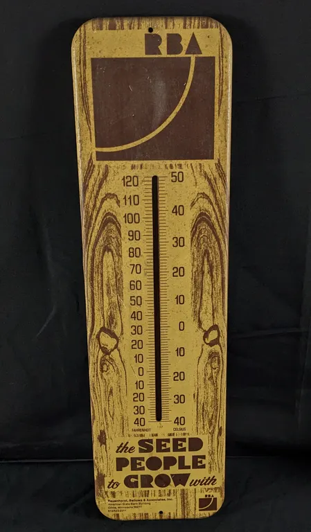 TIN THERMOMETER SIGN RBA THE SEED PEOPLE TO GROW WITH OLIVIA MINNESOTA