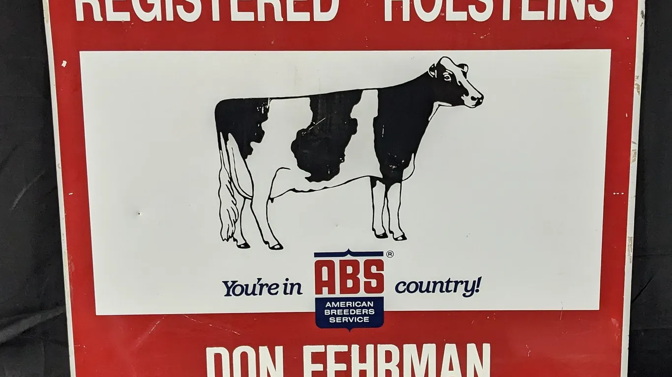 DAIRY FARM SIGN REGISTERED HOLSTEINS ABS AMERICAN BREEDERS SERVICE (2 SIDED)