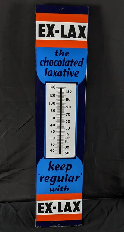 PORCELAIN THERMOMETER SIGN KEEP REGULAR WITH EX LAX