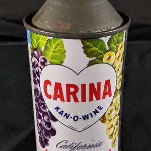 CONE TOP WINE CAN CARINA KAN-O-WINE CALIFORNIA MUSCATEL YOSEMITE WINERY ASS'N MADERA CA