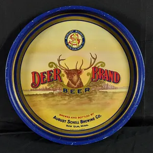 VARIATION #1 TRAY DEER BRAND BEER AUGUST SCHELL BREWING CO NEW ULM MINNESOTA MINN MN SCHELL'S