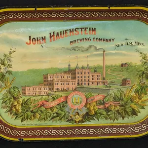 RARE PRE PRO FACTORY SCENE BEER TRAY JOHN HAUENSTEIN BREWING CO NEW ULM MINNESOTA MINN MN HAUENSTEINS