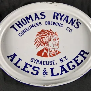 PRE PRO PORCELAIN BEER TRAY THOMAS RYAN'S ALES & LAGERS CONSUMER BREWING CO SYRACUSE NEW YORK NY