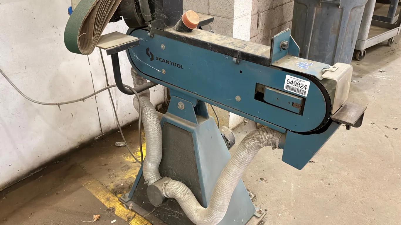 SCANTOOL 75CGH BELT GRINDER MACHINE, SERIAL# 96962, EXTRA BELTS