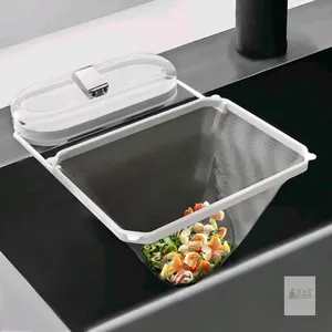 New Kitchen Sink Strainer with Net 100Pcs, Large Opening Sink Strainer Rack, Foldable Rag Rack, Strong Load-Bearing Kitchen Food Catcher Filter, for K
