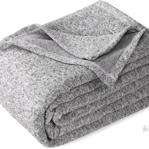 New KAWAHOME Sweatshirt Blanket QUEEN Size for Bed-Lightweight Breathable Blankets, Soft Thin Warm Knit Jersey Blanket for Hot Sleepers 90"X 90", Heat