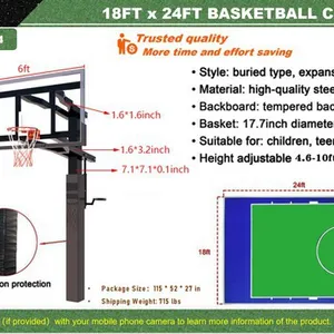 2026 STARVOX SV-BC1824 18 ft x 24 ft Basketball Court w/Adjustable Backboard (Unused)