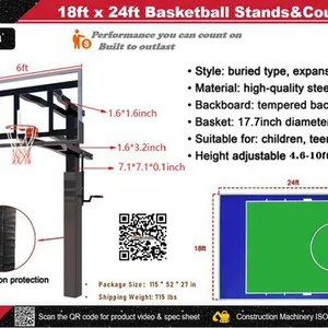 2026 STARVOX SV-BC1824 18 ft x 24 ft Basketball Court w/Adjustable Backboard (Unused)