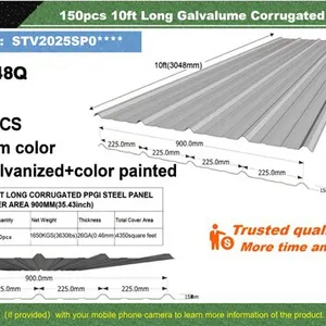 Quantity of (150) 2026 STARVOX S3048Q Galvalume Corrugated Steel Panels (Unused)