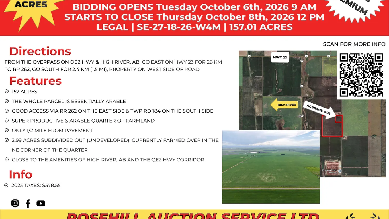 Ellithorpe Land Auction - SE 27 18 26 W4M - 157.01 acres