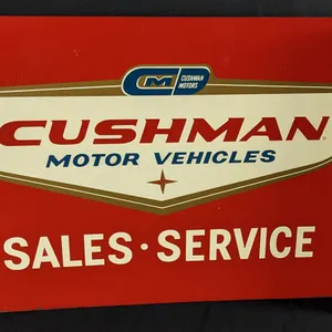 NOS TIN FLANGE SIGN CUSMAN MOTOR VEHICLES SALES & SERVICE