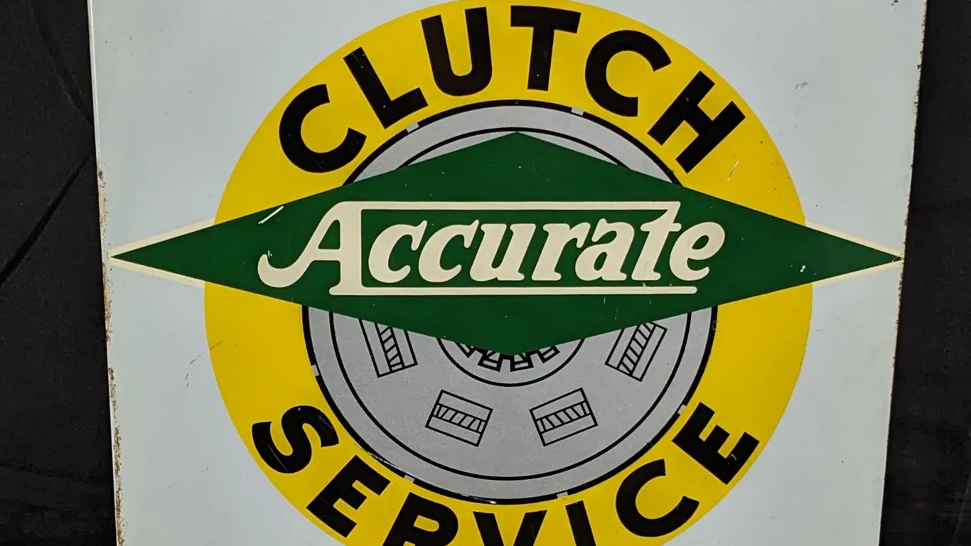 TIN FLANGE SIGN ACCURATE AUTHORIZED CLUTCH SERVICE SPECIALIST