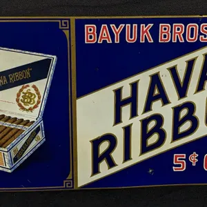TOC TIN SIGN BAYUK BROS HAVANA RIBBON 5¢ CIGAR