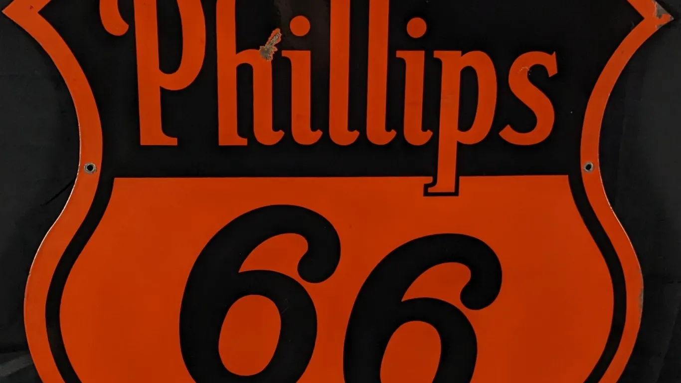 PORCELAIN SIGN PHILLIPS 66 GASOLINE (2 SIDED)