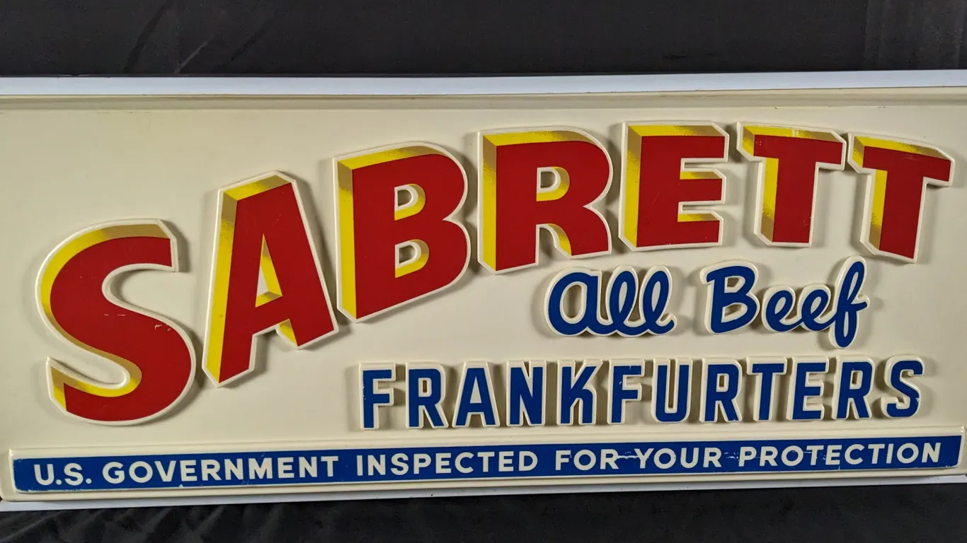 LIGHTED SIGN SABRETT ALL BEEF FRANKFURTERS (HOT DOGS) NEW YORK CITY