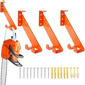 New 3pc 3 in 1 Chainsaw Holder 10" - Heavy Duty Chainsaw Wall Mount, 10 Gauge Steel Chain Saw Hanger for Garage Organization, Hefty Rack Storage Organ