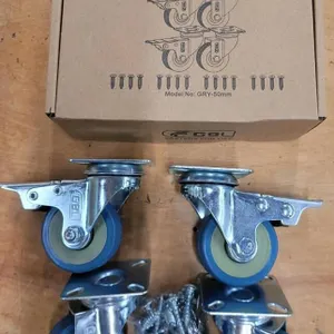 NEW GBL TPR-50mm Swivel Caster Wheels with Dual Locking Brake, Set of 4, 2" (50mm), 110 lbs Each