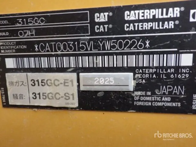2025 Cat 315GC Tracked Excavator