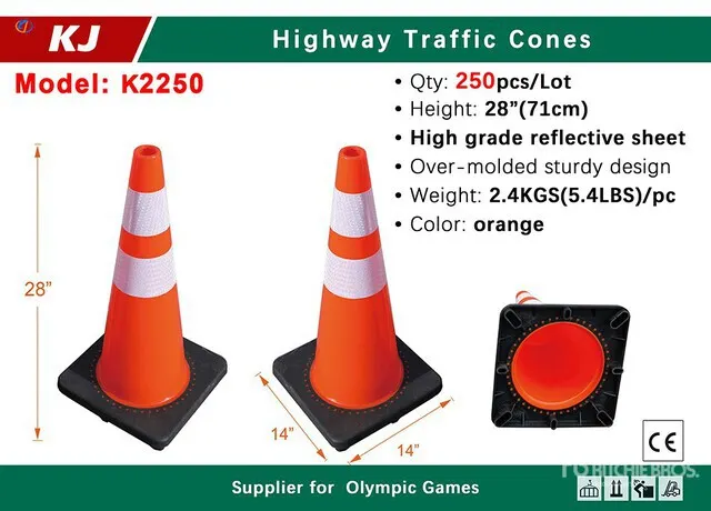 Quantity of (250) 2026 KJ K2250 Traffic Cones (Unused)