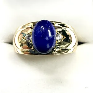 WITH APPRAISAL Gold Plated Sterling Silver Natural Lapis (1.92ct) with CZ Ring, Size 10, W/A $1000.00.