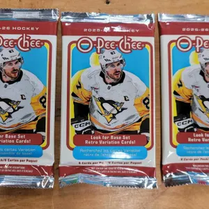 3 2025-26 O-Pee-Chee Hockey Blaster Pack, 8 Cards, Blaster-Exclusive Yellow Border Parallels