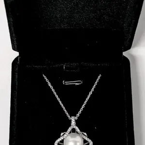 NEW Platinum Plated 11.0rnm Synthetic Pearl Necklace - Adjustable Chain 16" to 18" Long