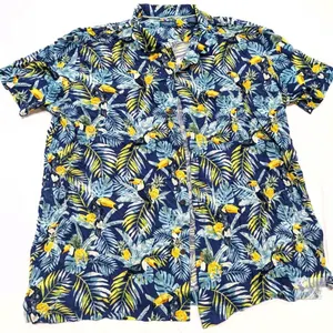 Size 4XL Men's Caribbean Joe Tropical Toucans Hawaiian-Style Short Sleeve Button-Up Top, In Good Condition, Light Wear
