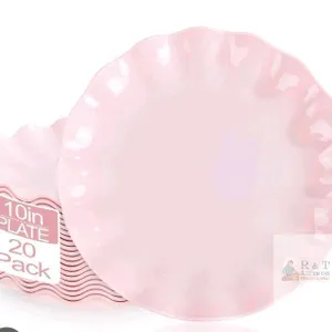 20 New Plastic Plates Reusable 10 Inch - Unbreakable Plastic Dinner/ Dessert Plates - Scalloped Cake Plate for Weddings Camping Party Outdoor Picnics 
