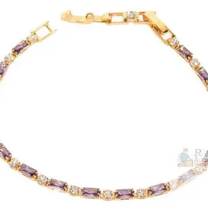 Lovely Lavender & Clear Stone Tennis Line Bracelet, 7" Long With 1" Extender, Non-Magnetic, No Stamps Found