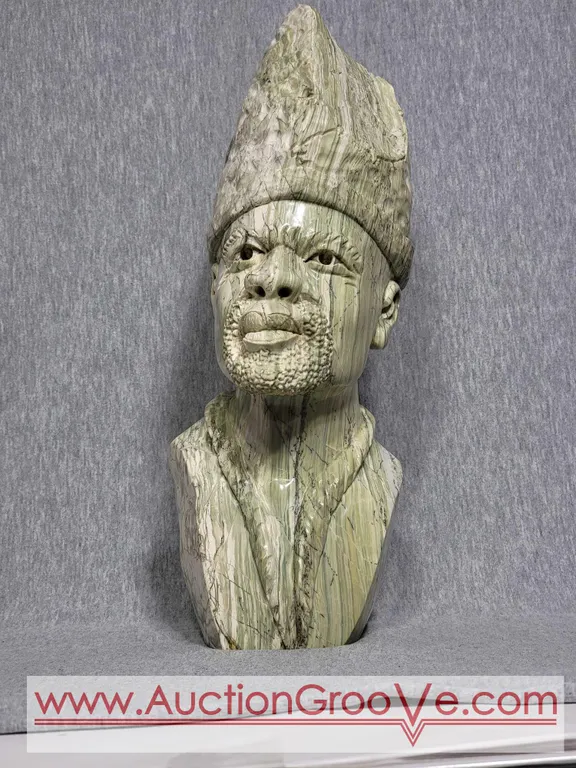 Butter Jade Shona Sculpture. Bust of a Man. 14 x 5 x 3. 16lbs. A4