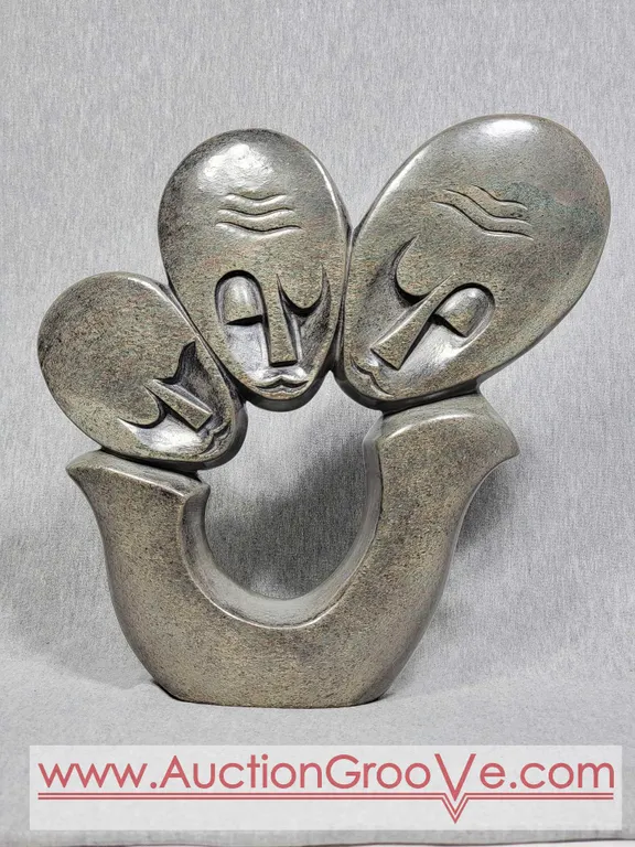 Shona Stone Carved Unity Statue. Signed by Artist Farai Tendai. 11 x 11 x 2. A2