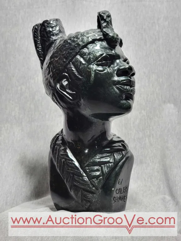 Shona Bust of a Man. Signed by Artist Caleb Samhere. 10 x 6 x 4.5. INV 77 B3
