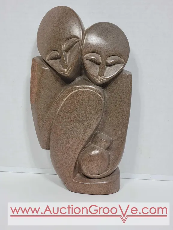 Shona Mother and Child. Hand Carved in Zimbabwe. Serpentine Stone. 13" x 7 x 2". D3.