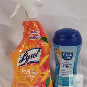 New - Lysol All Purpose Cleaner , 650ml & Fresh Step Litter Box Deodorizing Crystals , 15oz. .
