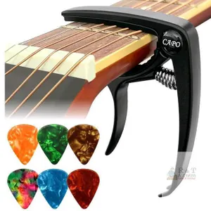 New - Guitar Capo Black Trigger Style Capo Acoustic Electric Guitar Banjo Picks