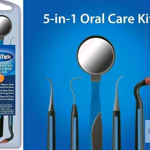 New DenTek Premium Oral Care Kit - Dental Pick, Steel Teeth Scaler, Rubber Stimulater, Dishwasher Safe