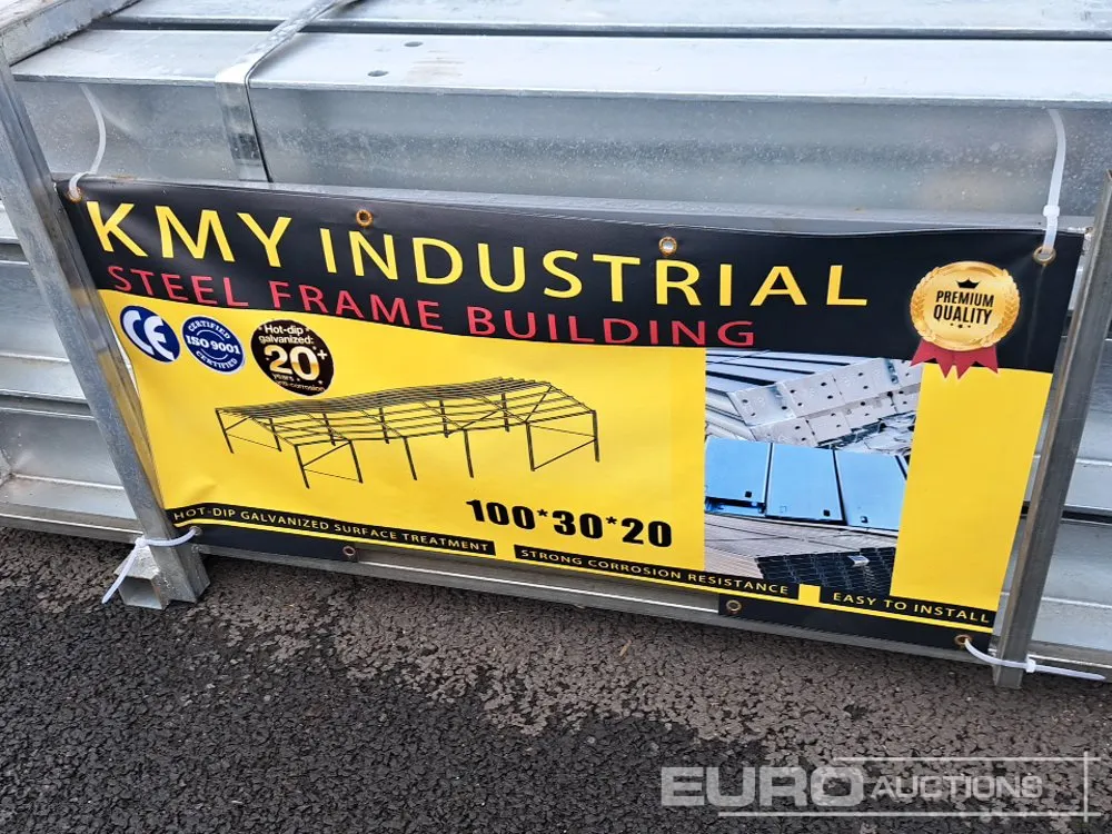Unused 2026 KMY Industrial 100'x30'x20' Galvanized Steel Framed Building