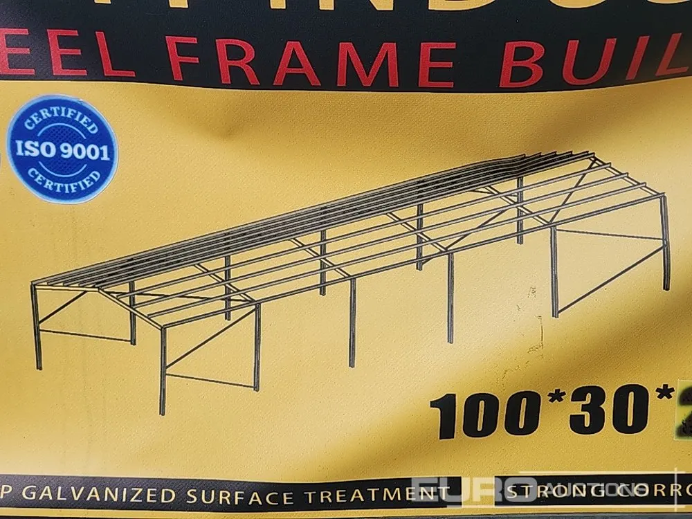 Unused 2026 KMY Industrial 100X30X26' Galvanized Steel Framed Building