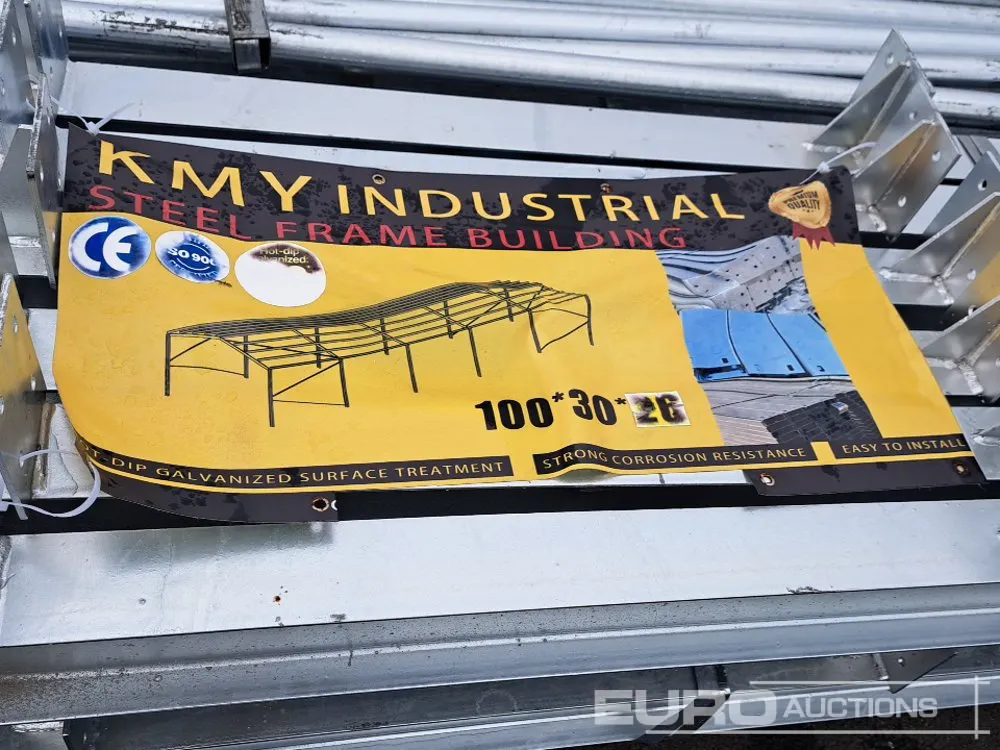 Unused 2026 KMY Industrial 100X30X26' Galvanized Steel Framed Building