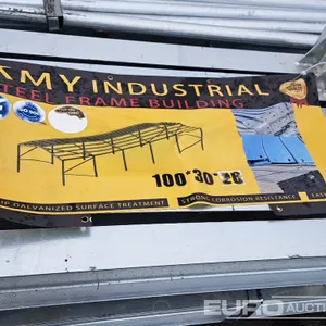 Unused 2026 KMY Industrial 100X30X26' Galvanized Steel Framed Building 
