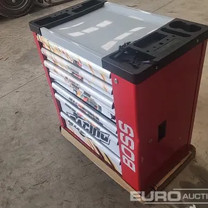 Unused Boss Roller Tool Chest, 7 Drawer, Side Storage Compartment, 258 Piece Tool Set (Red) (Damaged) 