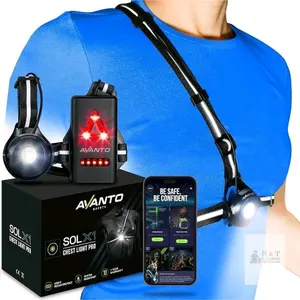 New AVANTO SOLX1 Pro Chest Light, USB-C, Smart Running Lights With Safety Courses, Headlamp Flashlights for Night Walking, Safety, Black