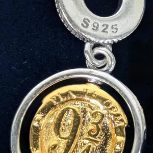 New Stamped S925 Platform 9¾ Harry Potter-Themed Spinning Charm For Charm Bracelets, 1.15" Long