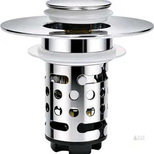 New SUS304 3-in-1 Bathroom Sink Strainer & Stopper with Pop -UpDrain, Removable Stalnless Steel Halr Catcher Filter Basket, Universal Fit for 1.1"