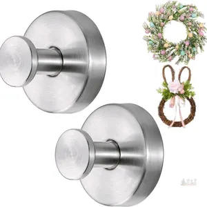 New Stainless Steel Suction Cup Hooks for Window Wreaths, Bathroom Shower Mirror Strong Holding Action (2 Brushed Nickel)