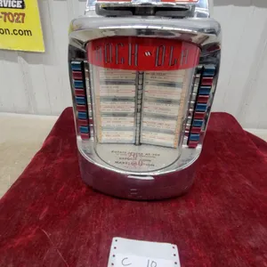 Vintage Rock-Ola Regis Model 1484 Wallbox Jukebox Selector, 1961, 120 Selections, Chrome and Red