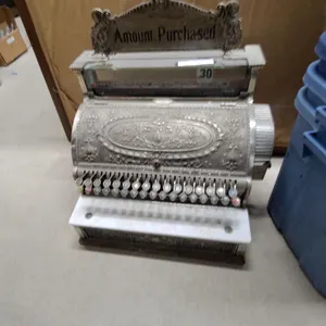 Antique National Cash Register, 300/500 Series, Nickel-Plated Cast Iron with Marble Base