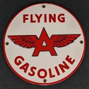 PORCELAIN GAS PUMP SIGN FLYING A GASOLINE