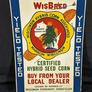 TIN SIGN WISCONSIN HYBRID CORN ASSOCIATES MADISON WIS HYBRID SEED CORN WI EXPERIMENT ASSOCIATION BUY FROM YOUR LOCAL DEALER