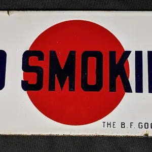 PORCELAIN GAS STATION GARAGE SIGN THE B.F. GOODRICH CO NO SMOKING
